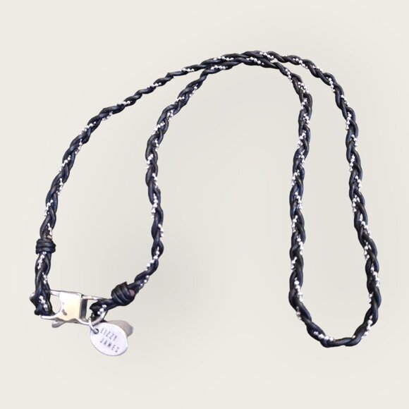 Lizzy James Leather and Silver Beaded Braided Necklace - Picture 1 of 3